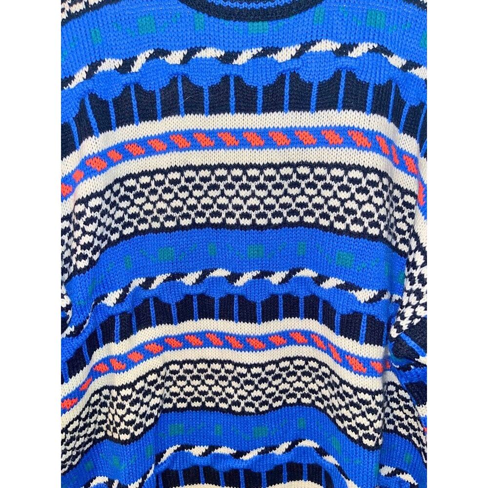 Lightning Bolt Vintage Multicolor Crewneck Sweater Biggie Coogi Style Men's XL - Picture 5 of 7